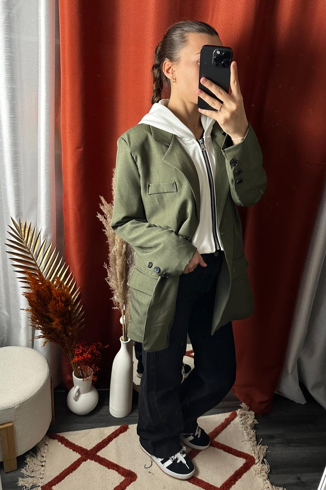 Veste blazer avec capuche blanche